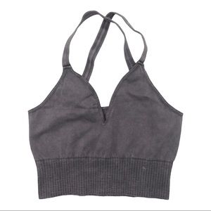 Dark Grey Washed Free People Good Karma Crop M/L #1